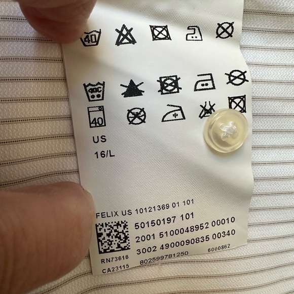 Hugo Boss 36 Fitted Shirt Long Sleeve Button Down Gray Grey Stripe Cotton MINT - Picture 8 of 11